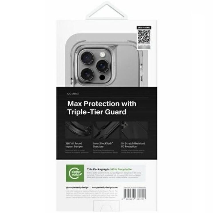 Захисний чохол UNIQ Combat для Apple iPhone 16 Pro - Stone Grey: фото 5 з 7