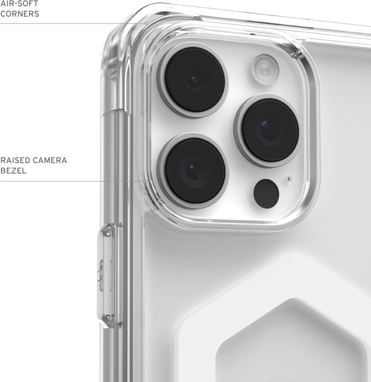 Защитный чехол URBAN ARMOR GEAR Plyo MagSafe + Magnetic Ring для Apple iPhone 16 Pro Max (1144811BV01) - Ice White / Titanium: фото 8 из 8