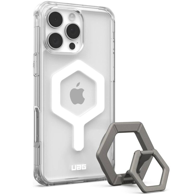 Защитный чехол URBAN ARMOR GEAR Plyo MagSafe + Magnetic Ring для Apple iPhone 16 Pro Max (1144811BV01) - Ice White / Titanium: фото 1 из 8