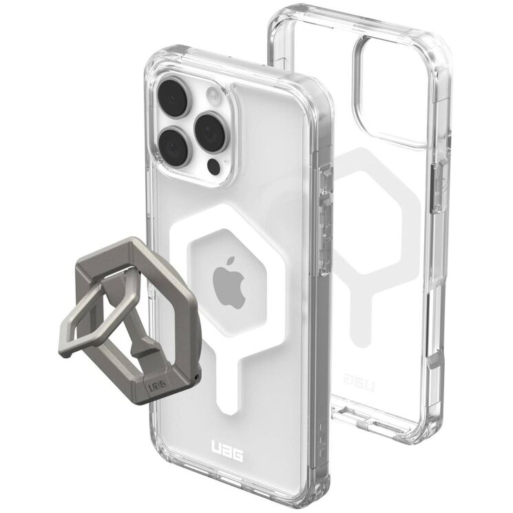 Защитный чехол URBAN ARMOR GEAR Plyo MagSafe + Magnetic Ring для Apple iPhone 16 Pro Max (1144811BV01) - Ice White / Titanium: фото 6 из 8
