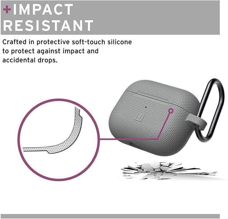 Защитный чехол URBAN ARMOR GEAR (UAG) [U] Dot Silicone Case для Apple AirPods 1 / 2 - Grey: фото 7 из 10
