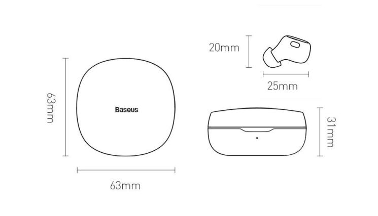 Беспроводные наушники Baseus Encok True Wireless Earphones Plus (NGWM01P-02) - White: фото 18 из 19