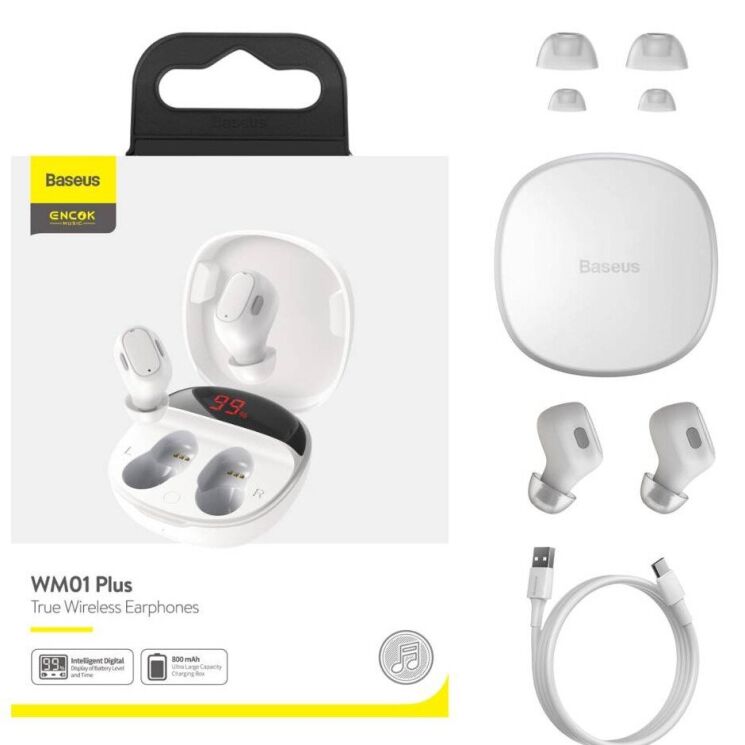 Бездротові навушники Baseus Encok True Wireless Earphones Plus (NGWM01P-02) - White: фото 4 з 19