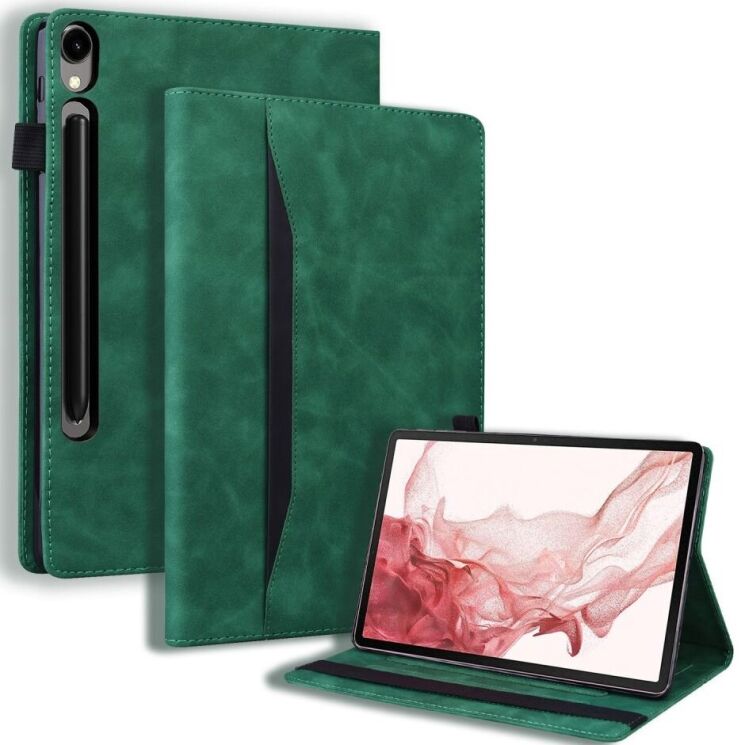 Чохол Deexe Business Style для Samsung Galaxy Tab S9 (X710/716) - Green: фото 1 з 8