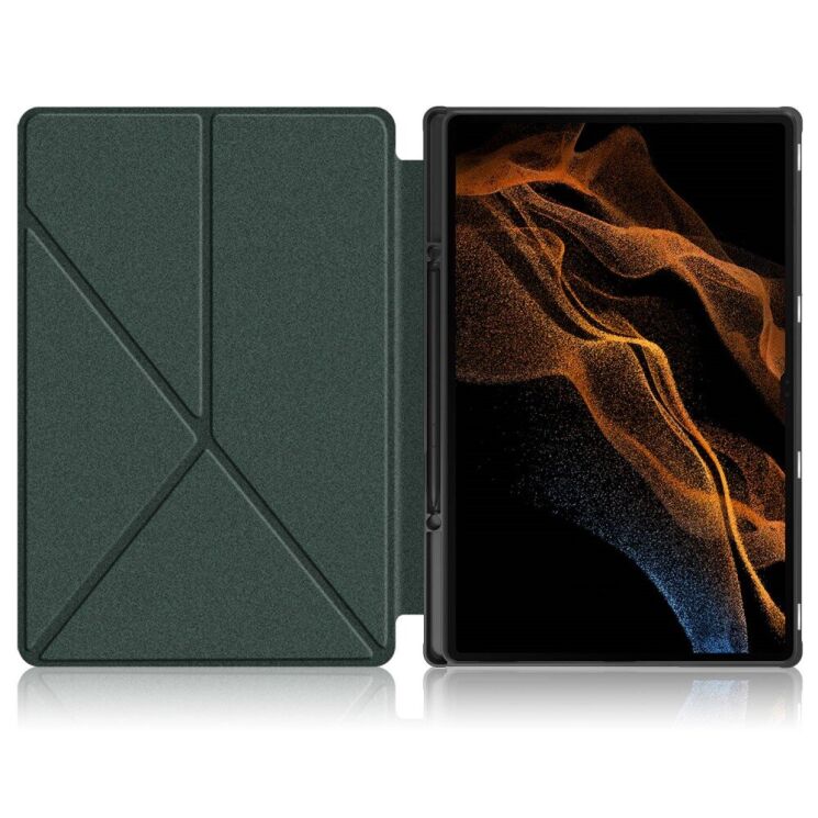 Чохол Deexe Origami Case для Samsung Galaxy Tab S8 Ultra (T900/T906) - Blackish Green: фото 2 з 9