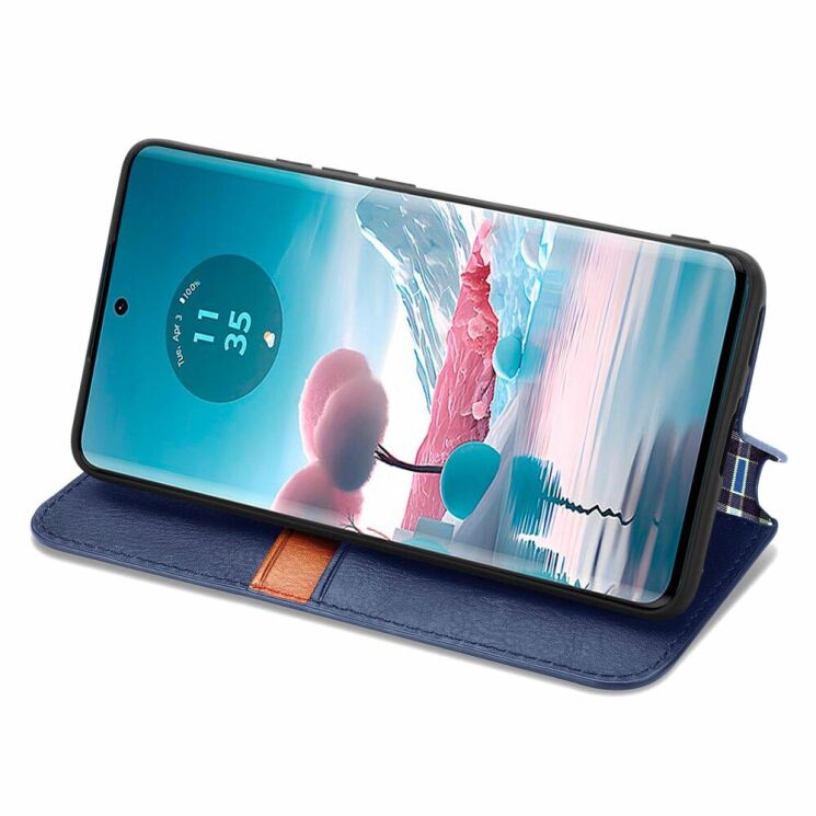 Чехол Deexe Rhombus Wallet для Motorola Edge 40 Neo - Blue: фото 3 из 6
