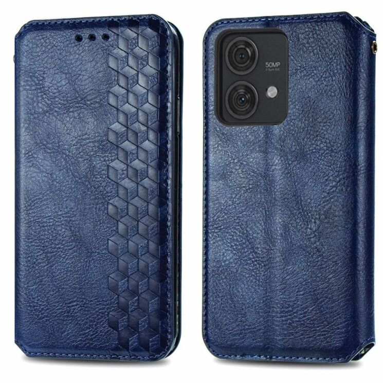 Чехол Deexe Rhombus Wallet для Motorola Edge 40 Neo - Blue: фото 1 из 6