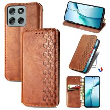Чехол Deexe Rhombus Wallet для Motorola Moto G56 - Brown: фото 1 из 15