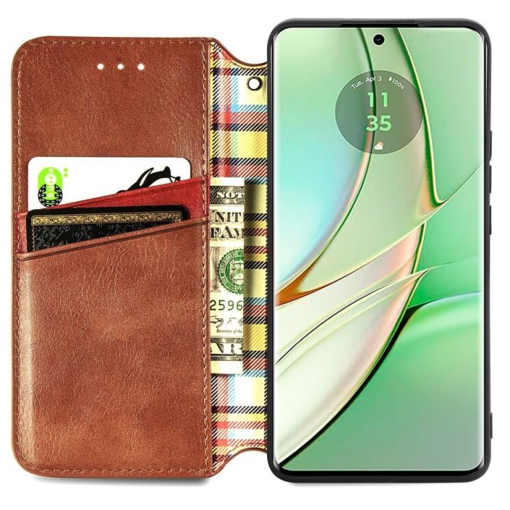 Чохол Deexe Rhombus Wallet для Motorola Moto G75 - Brown: фото 2 з 6