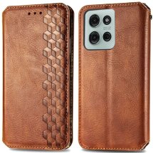 Чохол Deexe Rhombus Wallet для Motorola Moto G75 - Brown: фото 1 з 6