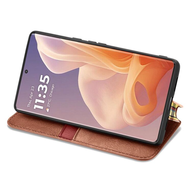 Чехол Deexe Rhombus Wallet для Motorola Moto G85 - Brown: фото 3 из 10