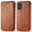 Чехол Deexe Rhombus Wallet для Motorola Moto G85 - Brown (357027Z)