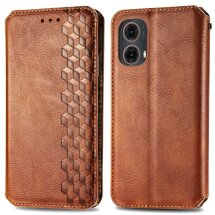 Чехол Deexe Rhombus Wallet для Motorola Moto G85 - Brown: фото 1 из 10