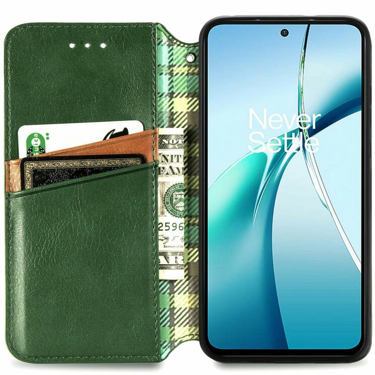 Чехол Deexe Rhombus Wallet для Motorola Moto G86 Power - Green: фото 2 из 6