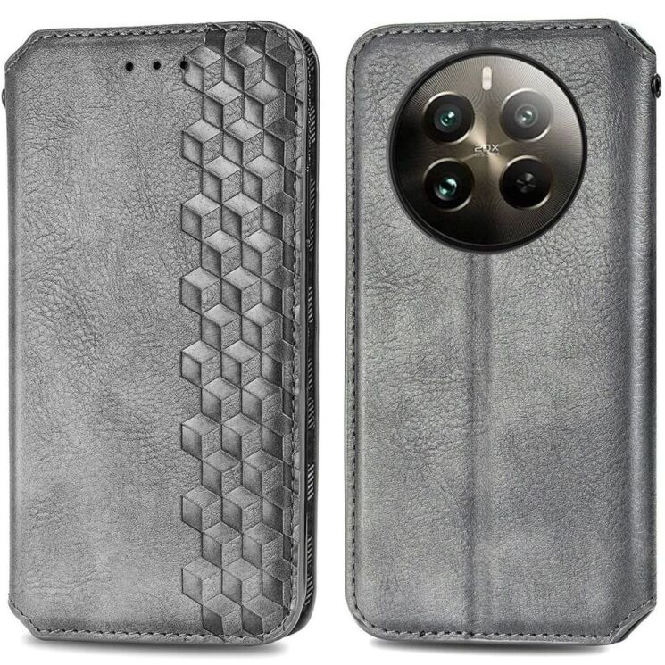 Чехол Deexe Rhombus Wallet для Realme 12 Pro / 12 Pro+ - Grey: фото 1 из 6