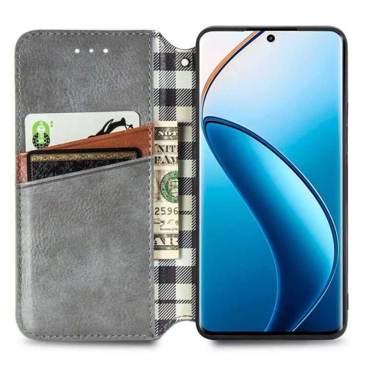Чехол Deexe Rhombus Wallet для Realme 12 Pro / 12 Pro+ - Grey: фото 2 из 6