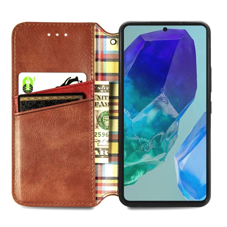Чехол Deexe Rhombus Wallet для Samsung Galaxy A16 (A165) - Brown: фото 2 из 7