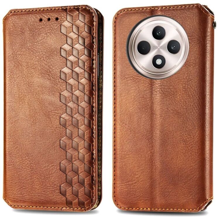 Чехол Deexe Rhombus Wallet для TECNO Spark 30C - Brown: фото 1 из 6
