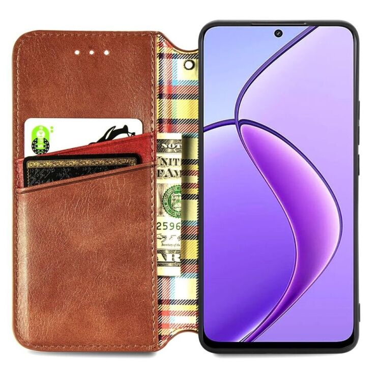 Чехол Deexe Rhombus Wallet для TECNO Spark 30C - Brown: фото 2 из 6