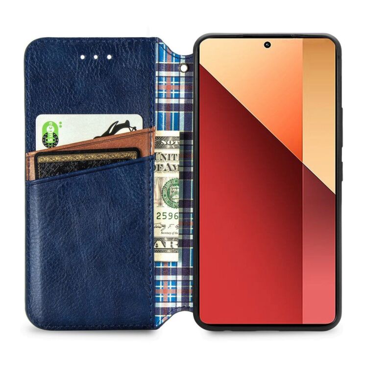 Чехол Deexe Rhombus Wallet для Xiaomi Redmi Note 13 Pro 4G / Poco M6 Pro - Blue: фото 2 из 11