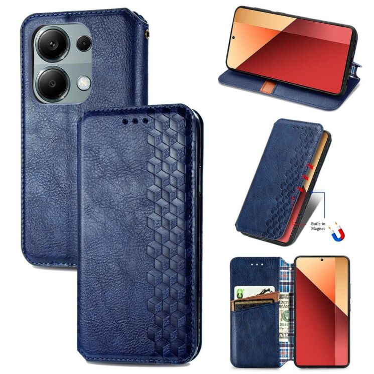 Чехол Deexe Rhombus Wallet для Xiaomi Redmi Note 13 Pro 4G / Poco M6 Pro - Blue: фото 4 из 11