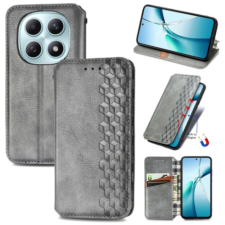 Чохол Deexe Rhombus Wallet для Xiaomi Redmi Note 15 (4G/5G) / Poco M8 5G - Grey: фото 4 з 10