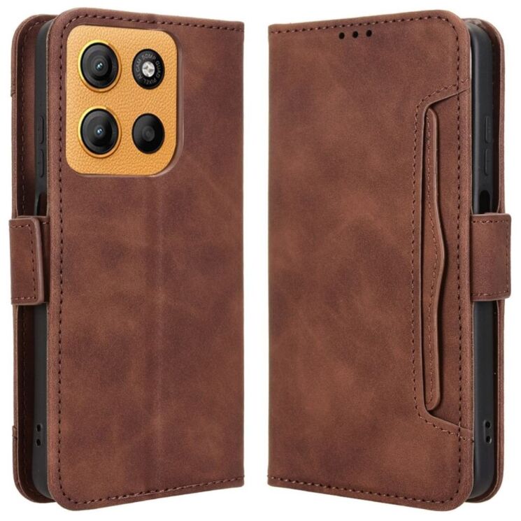Чехол Deexe Wallet Stand для Motorola Moto G15 / G15 Power - Brown: фото 1 из 7