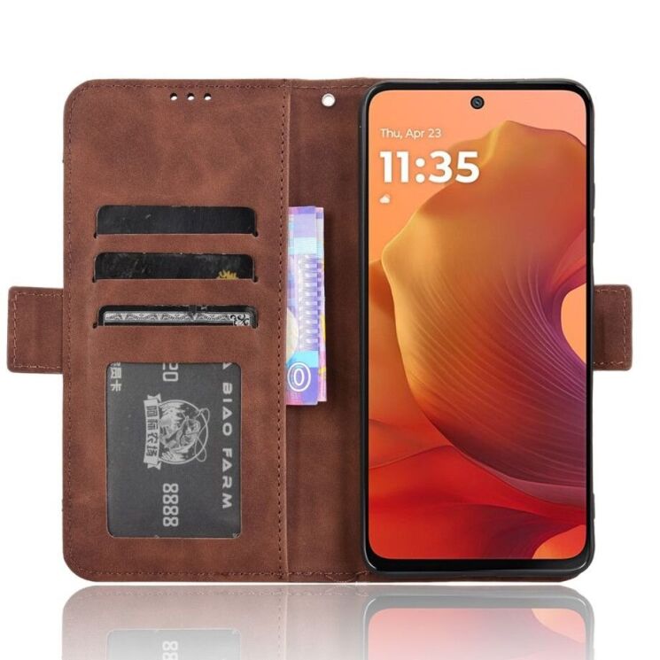 Чехол Deexe Wallet Stand для Motorola Moto G15 / G15 Power - Brown: фото 3 из 7