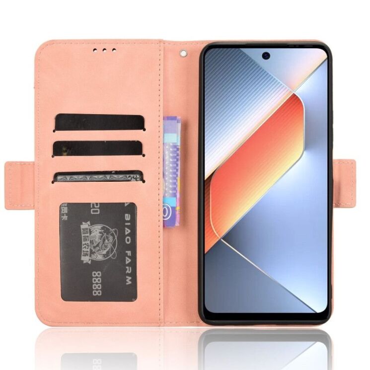 Чехол Deexe Wallet Stand для TECNO Pova 6 Neo - Pink: фото 3 из 7