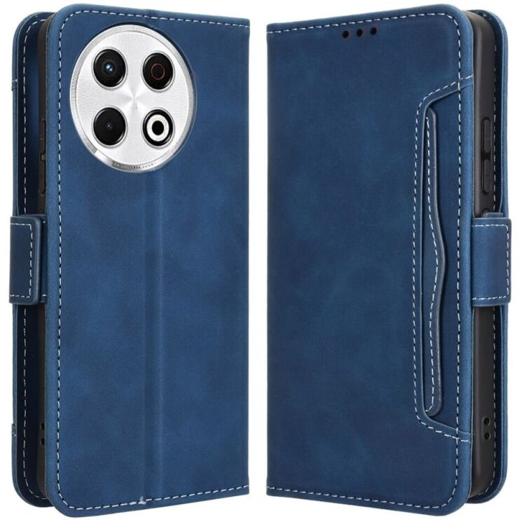 Чехол Deexe Wallet Stand для TECNO Spark 30 Pro - Blue: фото 1 из 8