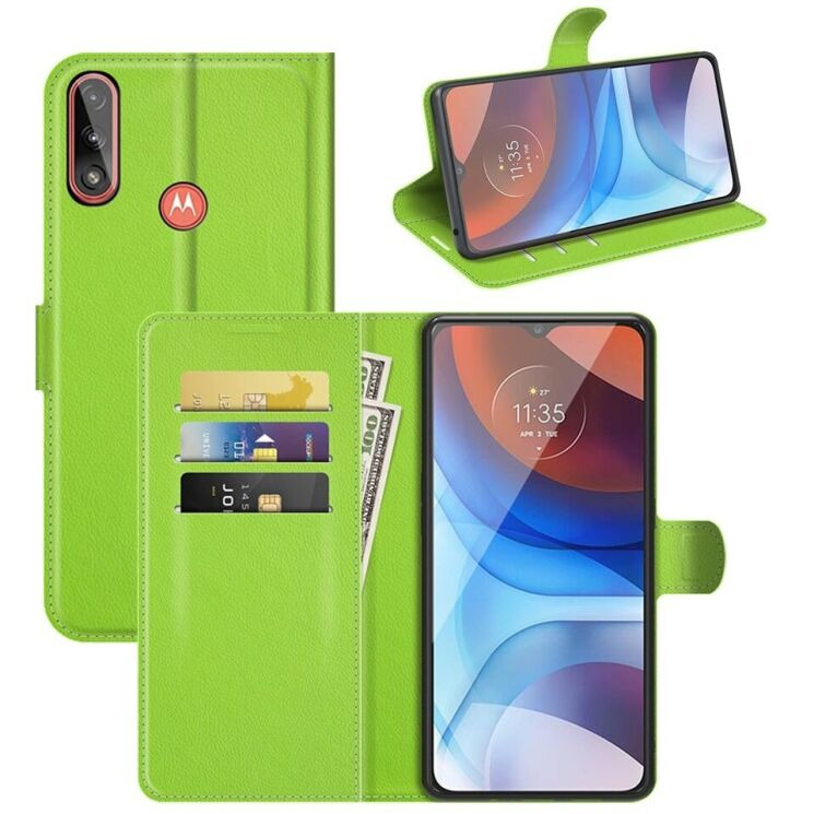 Классический чехол-книжка Deexe Book Type для Motorola Moto E7 Power / Moto E7i / Moto E7i Power - Green: фото 1 из 7