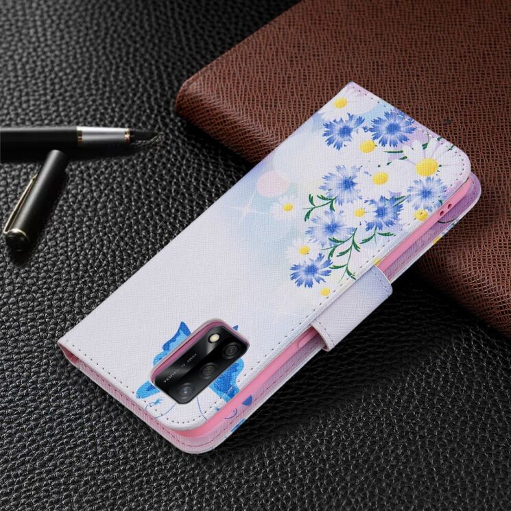Чохол-книжка Deexe Color Wallet для OPPO A74 - Blue Butterflies and Flowers: фото 6 з 8