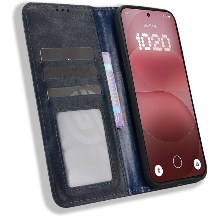 Чехол-книжка Deexe Retro Style для Nothing Phone (4a) Pro - Blue (411405L) Чехол-книжка Deexe Retro Style для Nothing Phone (4a) Pro - Blue: фото 6 из 19