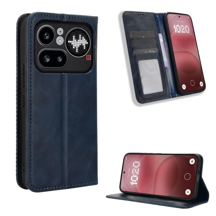 Чехол-книжка Deexe Retro Style для Nothing Phone (4a) Pro - Blue (411405L) Чехол-книжка Deexe Retro Style для Nothing Phone (4a) Pro - Blue: фото 2 из 19