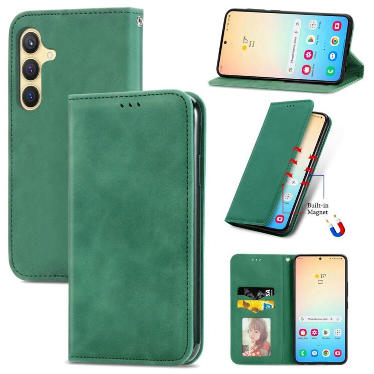 Чехол-книжка Deexe Wallet Case для Samsung Galaxy S25 (S931) - Green: фото 1 из 8