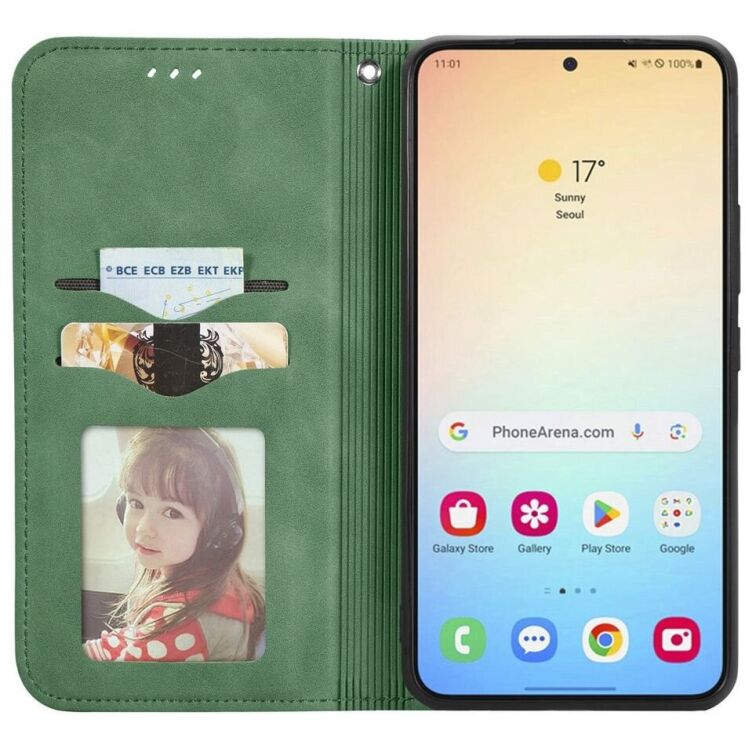 Чехол-книжка Deexe Wallet Case для Samsung Galaxy S25 (S931) - Green: фото 4 из 8