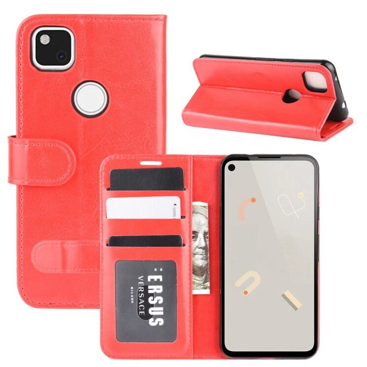 Классический чехол-книжка Deexe Wallet Style для Google Pixel 4A - Red: фото 2 из 8