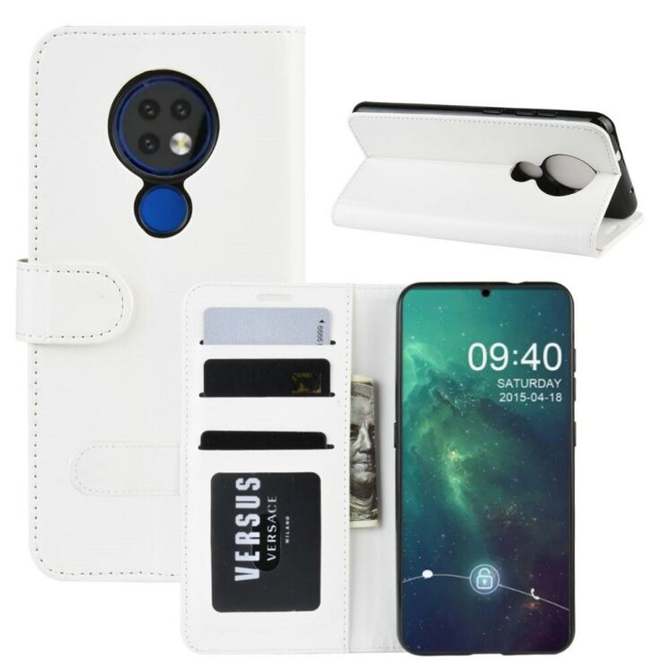 Классический чехол-книжка Deexe Wallet Style для Nokia 6.2 - White: фото 2 из 8