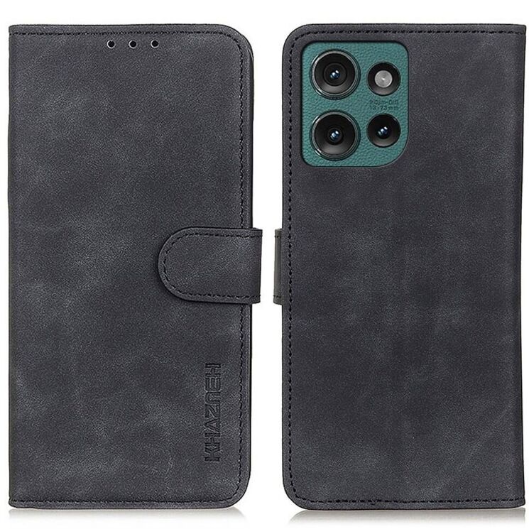 Чехол-книжка KHAZNEH Retro Wallet для Motorola Edge 50 - Black: фото 1 из 8