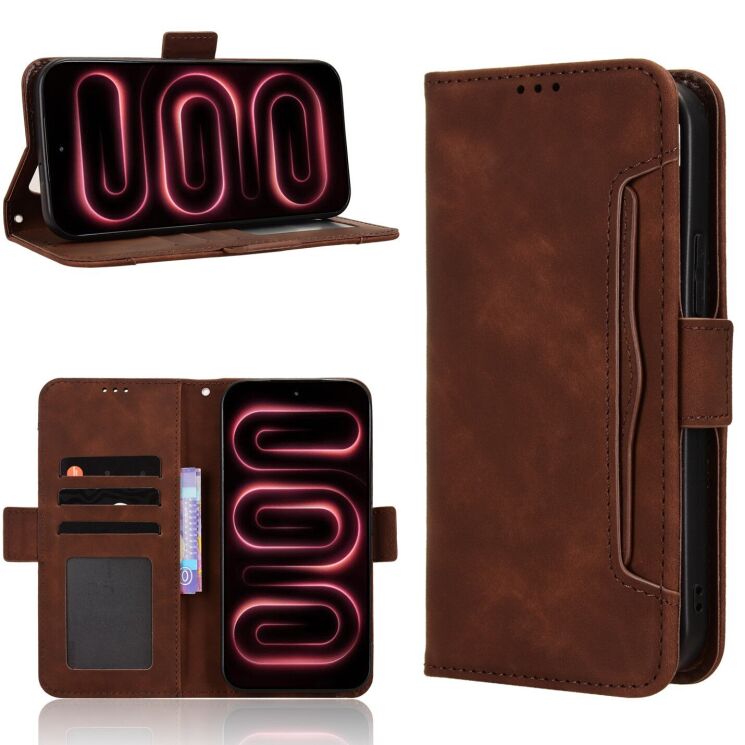 Чохол-книжка з кишеньками Deexe Wallet Stand для Xiaomi Poco F9 Ultra - Brown: фото 8 з 17
