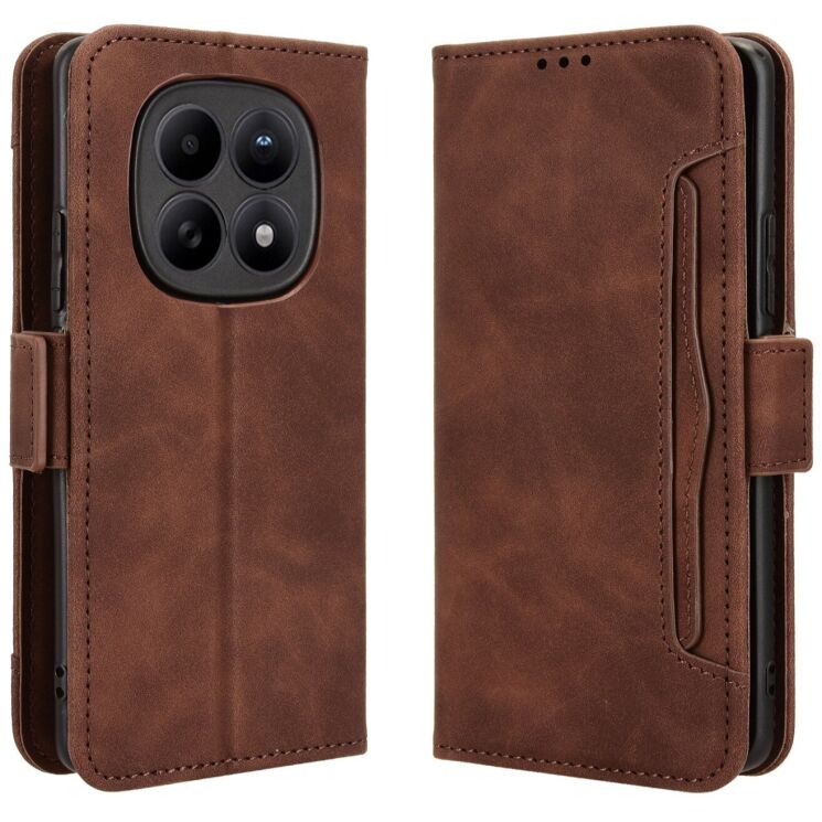 Чохол-книжка з кишеньками Deexe Wallet Stand для Xiaomi Redmi Note 15 (4G/5G) / Poco M8 5G - Brown: фото 1 з 17