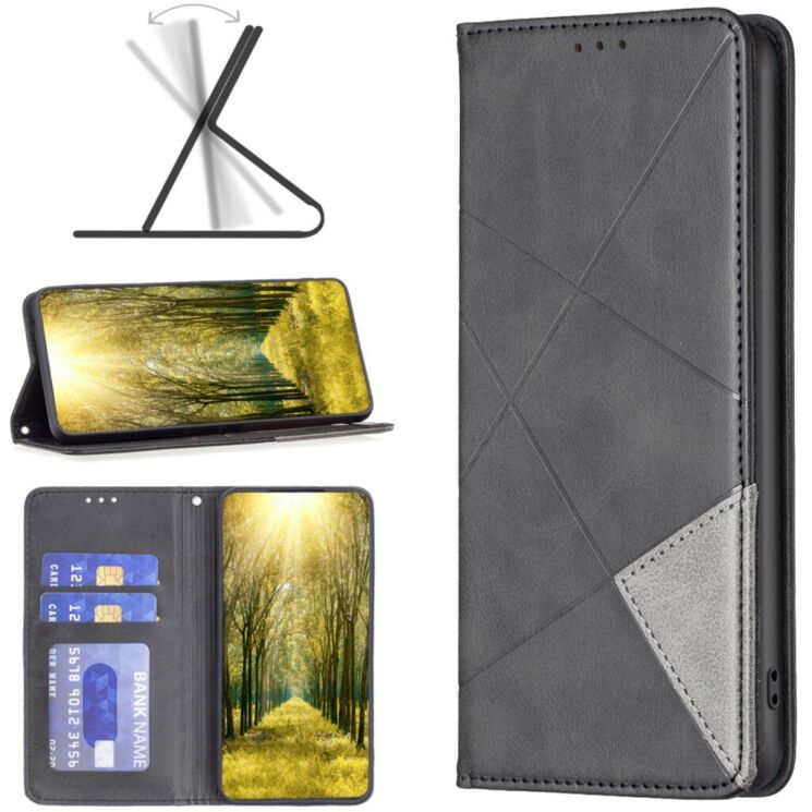 Чохол-книжка з кишеньками UniCase Geometric Pattern для Xiaomi Redmi Note 15 Pro - Black: фото 4 з 10