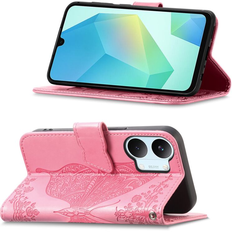 Чехол-книжка с рисунком UniCase Butterfly Pattern для Xiaomi Poco X8 Pro Max - Pink: фото 2 из 10