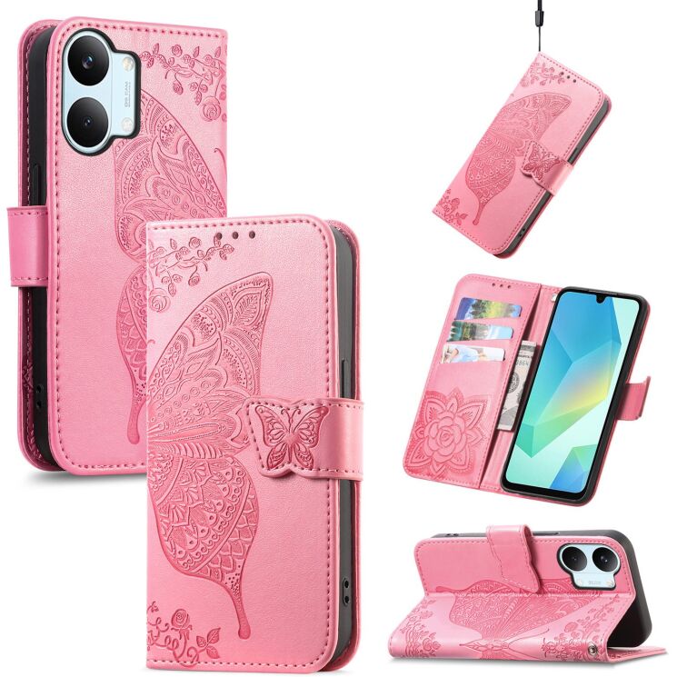 Чехол-книжка с рисунком UniCase Butterfly Pattern для Xiaomi Poco X8 Pro Max - Pink: фото 4 из 10