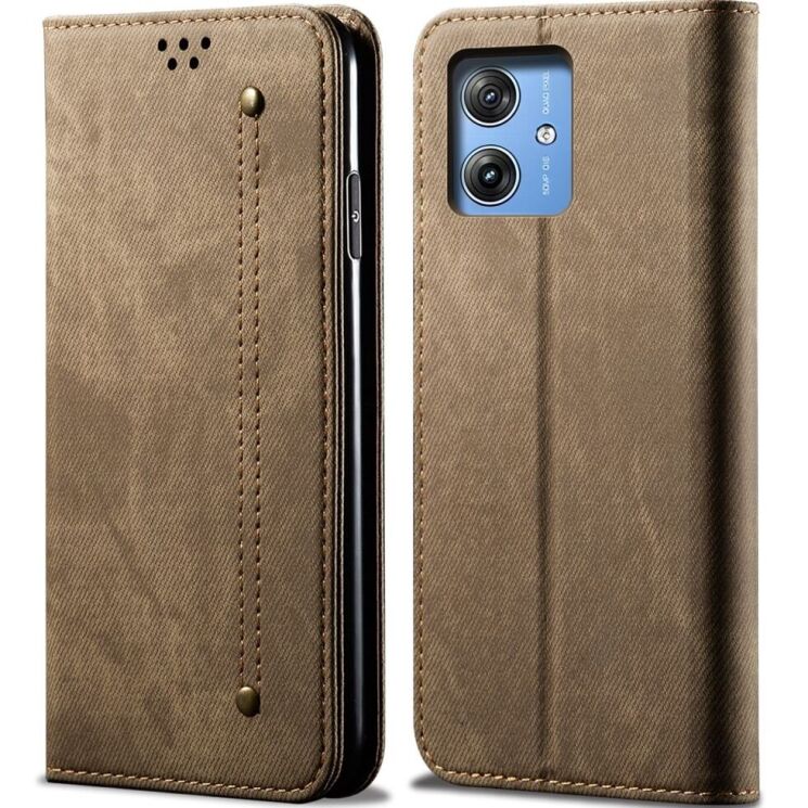 Чохол-книжка UniCase Jeans Wallet для Motorola G55 - Khaki: фото 1 з 6