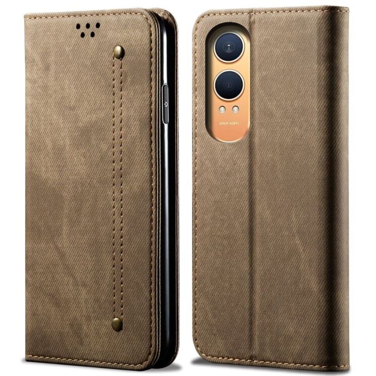 Чехол-книжка UniCase Jeans Wallet для OnePlus Nord CE 4 Lite - Khaki: фото 1 из 6