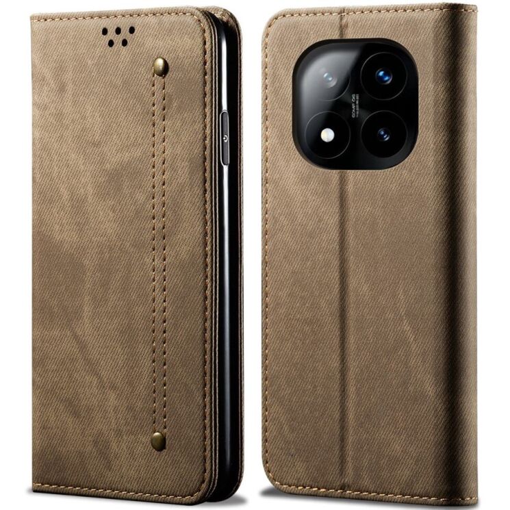 Чехол-книжка UniCase Jeans Wallet для Xiaomi Redmi Note 14 Pro Plus - Khaki: фото 1 из 6