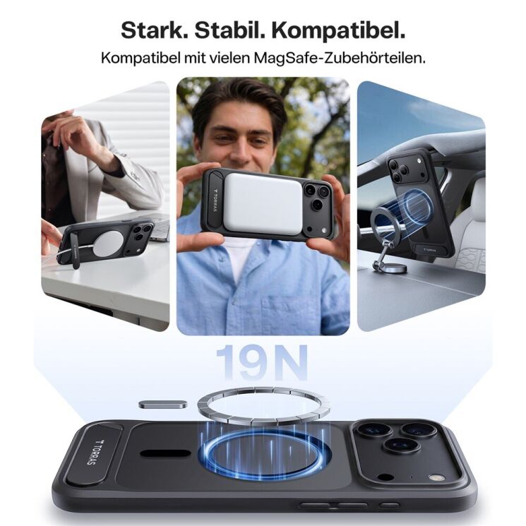 Чехол с подставкой TORRAS Ostand L1 (with MagSafe) для Apple iPhone 18 Pro Max - Black (423803B) Чехол с подставкой TORRAS Ostand L1 (with MagSafe) для Apple iPhone 18 Pro Max - Black: фото 8 из 10