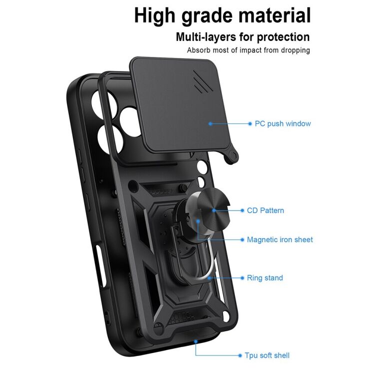 Чехол с защитой камеры Deexe Armor Shield для Honor 600 Lite - Black: фото 9 из 9