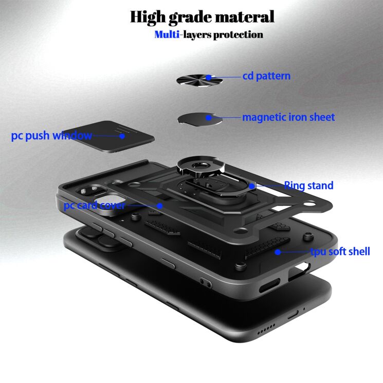 Чехол с защитой камеры Deexe Armor Shield для Infinix Note Edge - Silver: фото 6 из 9